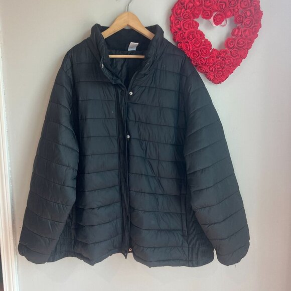 Time and Tru Womens Plus Size 3X Quilted Bubble Jacket Black Windproof - Picture 1 of 12